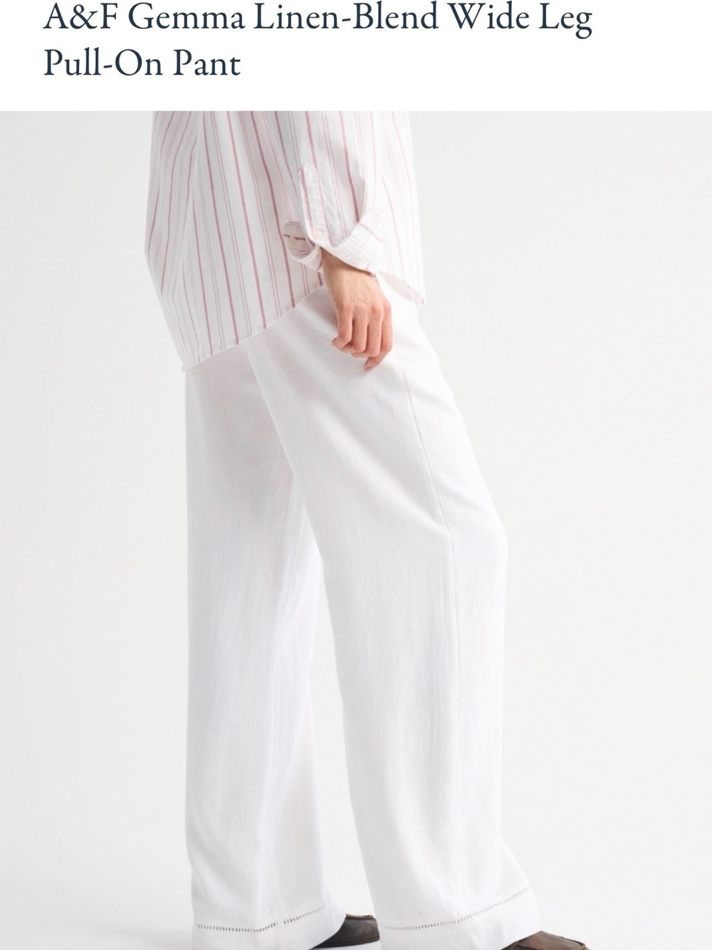Linen-Blend Wide Leg Pull-On Pant — White